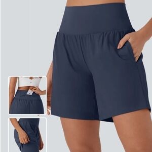 HALARA Navy High-Rise Athletic Shorts with Pockets